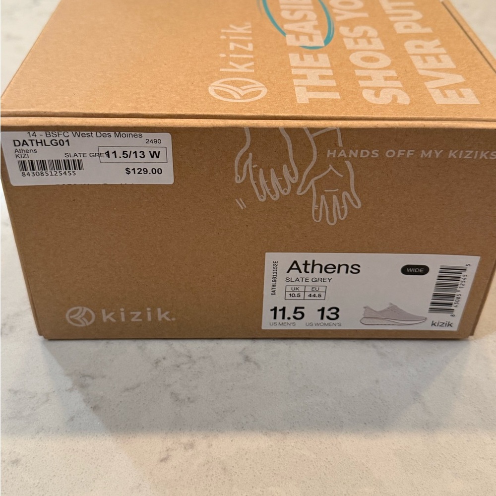 Kizik Athens Slate Grey Mens 11.5 Athletic Sneaker New - Picture 5 of 9